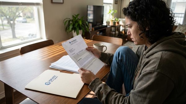 A loan officer explaining specific mortgage lender overlays to a client.