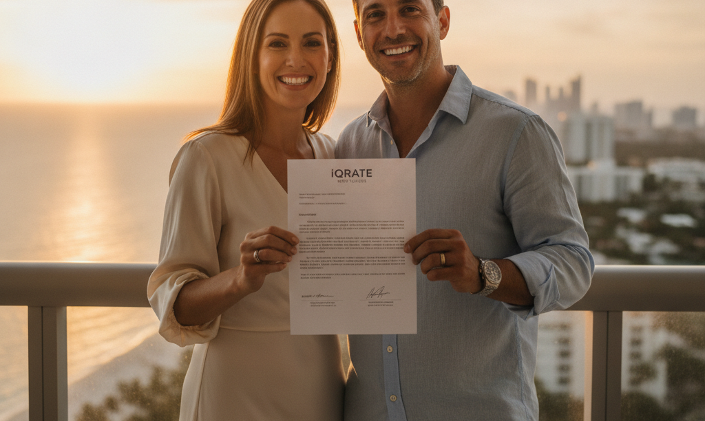 Couple celebrating their Florida co-op loan approval.