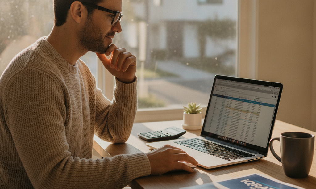 Entrepreneur strategically planning mortgage with iQRATE Mortgages guide.