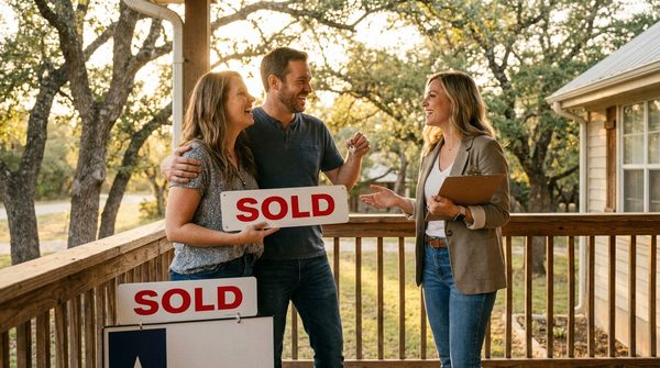 Real estate agent and client finalizing a successful closing