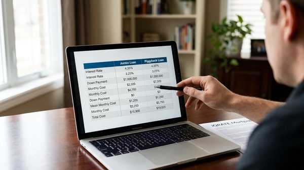 Chart comparing jumbo loan versus piggyback loan payments