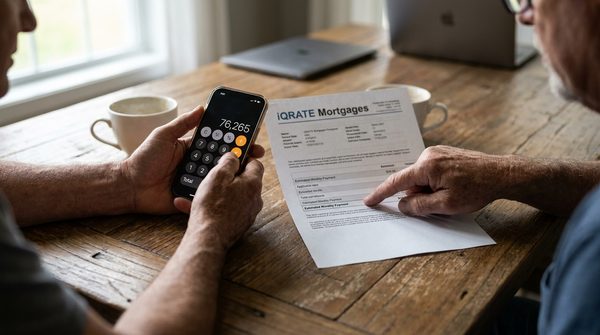 A person on the phone with a lender discussing mortgage refinance options.