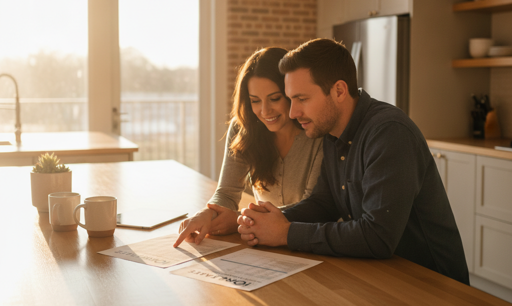 Couple reviewing iQRATE Mortgages loan options in Texas.