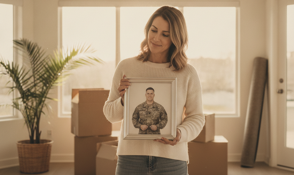Military spouse feeling secure in new home.