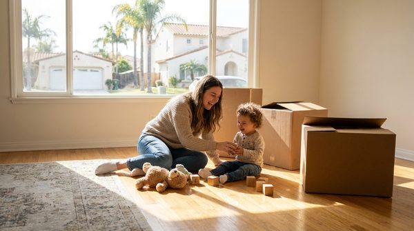 Military family looking at a new home during a PCS move.