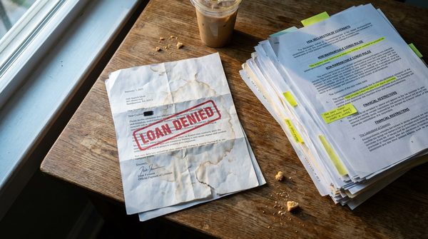 A person reviewing mortgage documents and a condo questionnaire.
