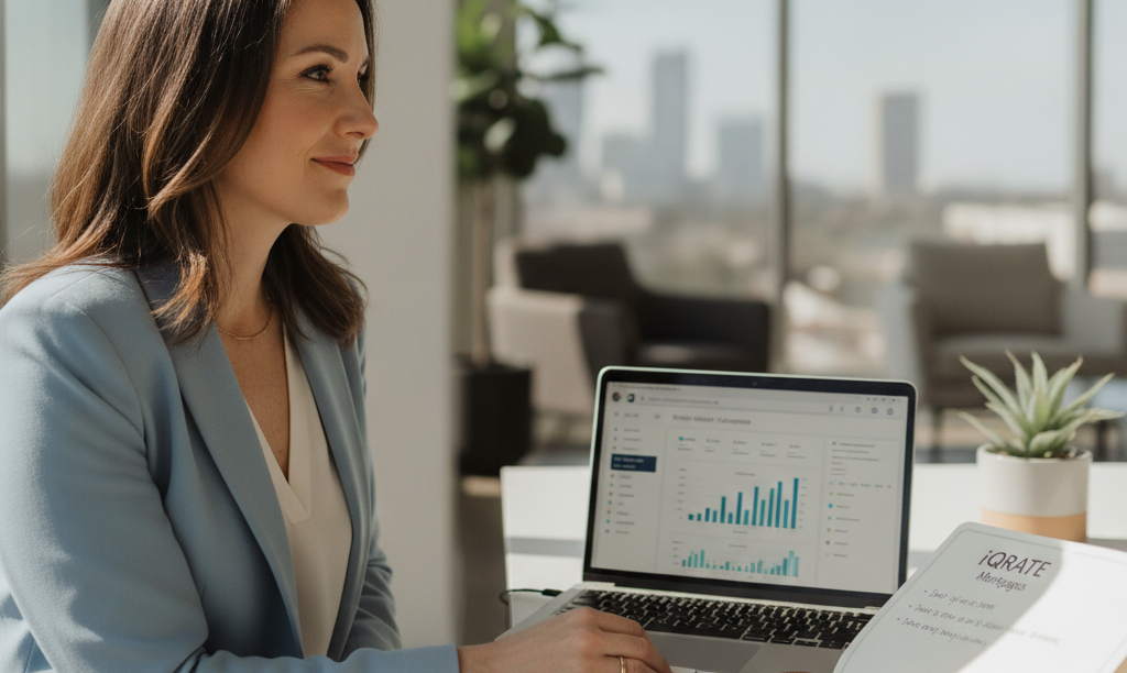 Confident real estate agent forecasts commissions with iQRATE.