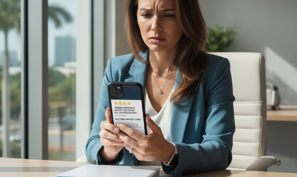 Florida real estate agent worried by bad review.