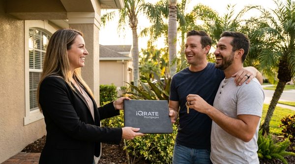 Happy couple feeling confident about their mortgage process.