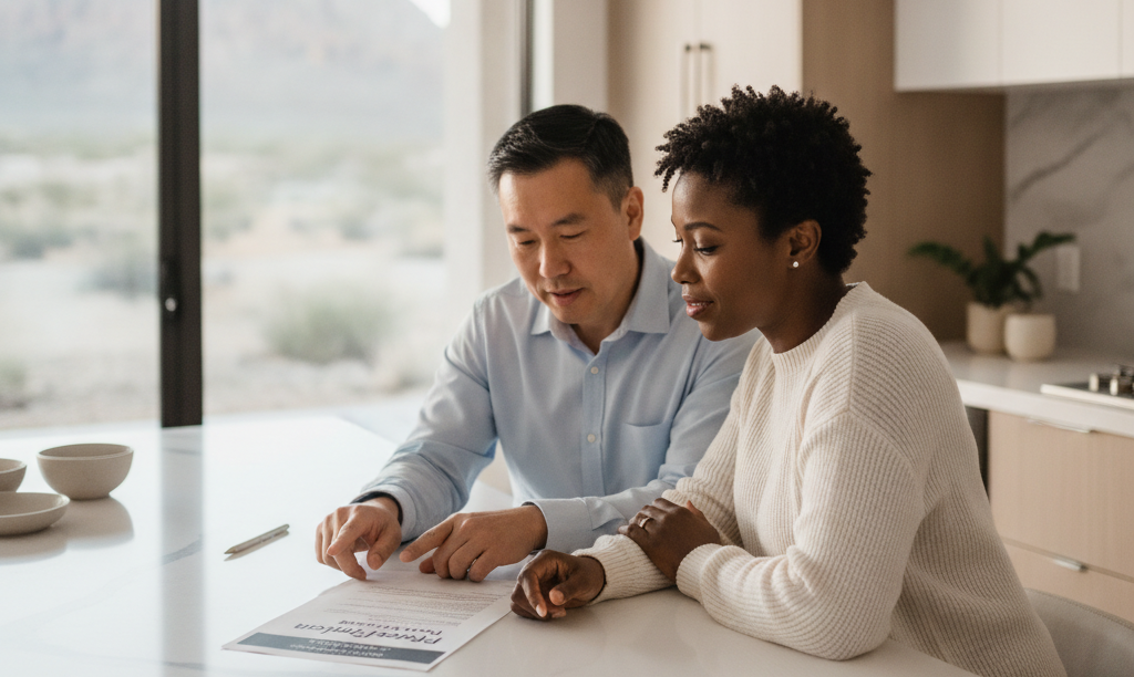 Couple reviewing pre-certified listing from iQRATE Mortgages.