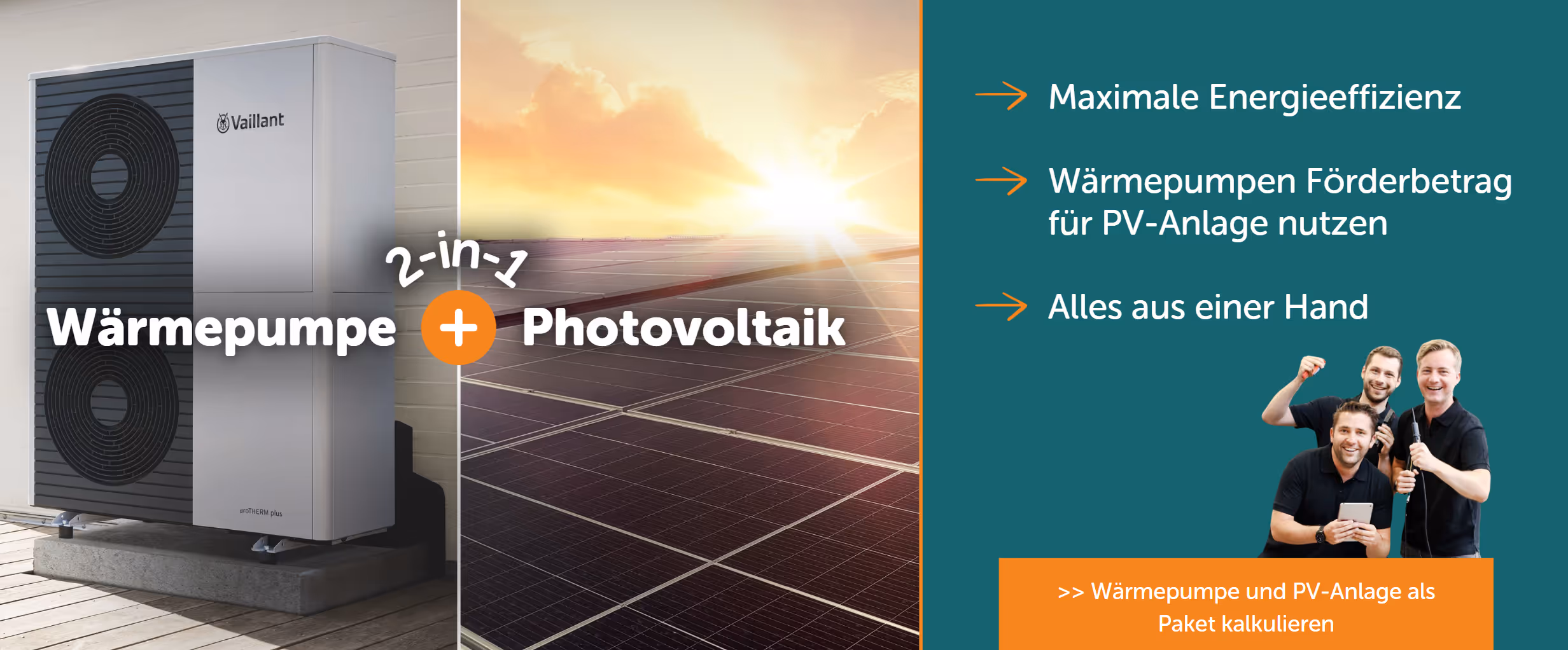 Banner Werbung für 2-in-1 Paket: Wärmepumpe und Photovoltaik