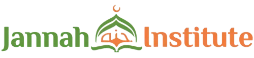 Jannah Institute logo with green and orange text and a stylized green and orange book forming a house with a crescent moon on top.