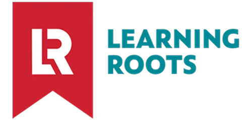 Learning Roots logo with white initials LR on a red banner next to teal text 'LEARNING ROOTS'.