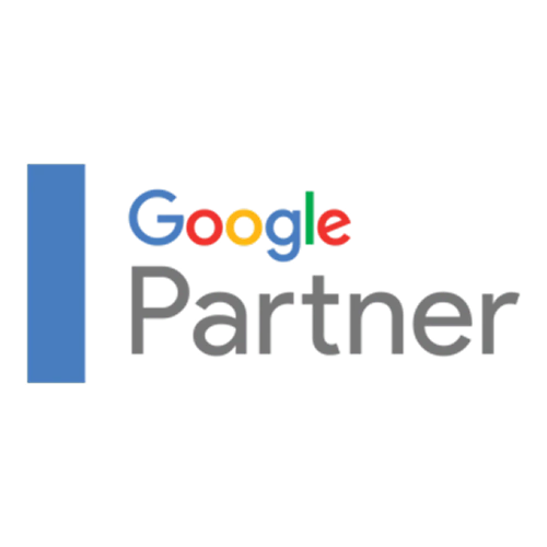 Google Partner logo featuring the word 'Google' in multicolor letters and 'Partner' in gray next to a vertical blue bar.