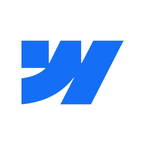 Blue stylized letter W logo with a dynamic, angular design on a transparent background.