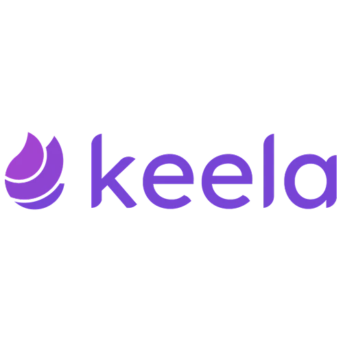 Keela company logo with stylized purple flame icon followed by the word 'keela' in lowercase purple letters.