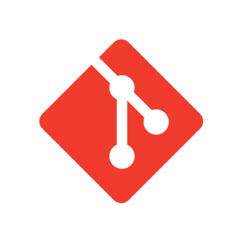 Red Git version control system logo with three connected circular nodes inside a diamond shape.