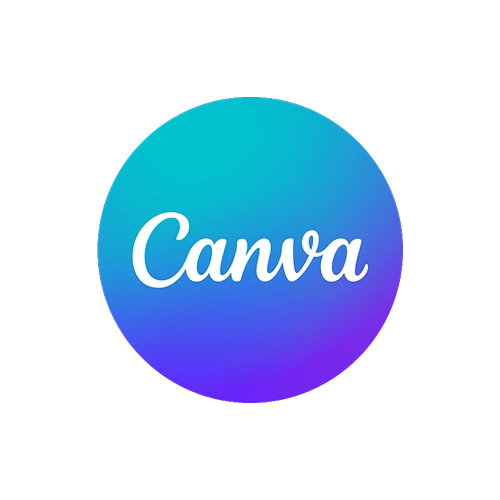 The Canva logo with the word 'Canva' in white script inside a circular gradient background blending turquoise and purple colors.