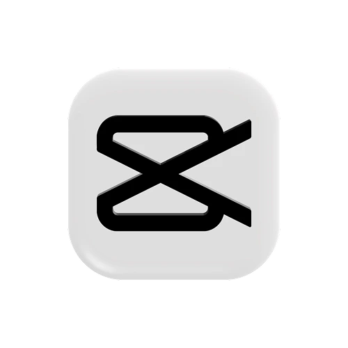 CapCut logo featuring a stylized black letter X with extended lines inside a rounded square with a light gray background.