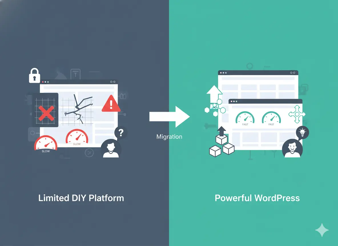 Website migration from limited DIY platform to powerful WordPress with faster performance and scalability.