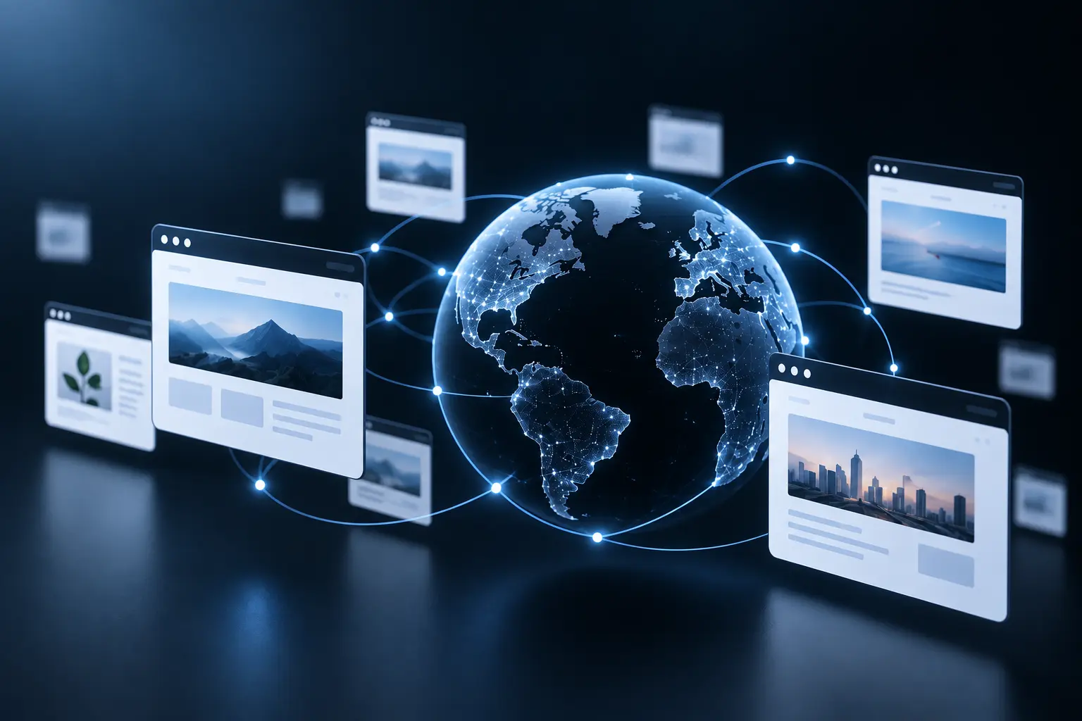 Global network of websites illustrating worldwide web connectivity, active websites, internet infrastructure, and website statistics in 2026.