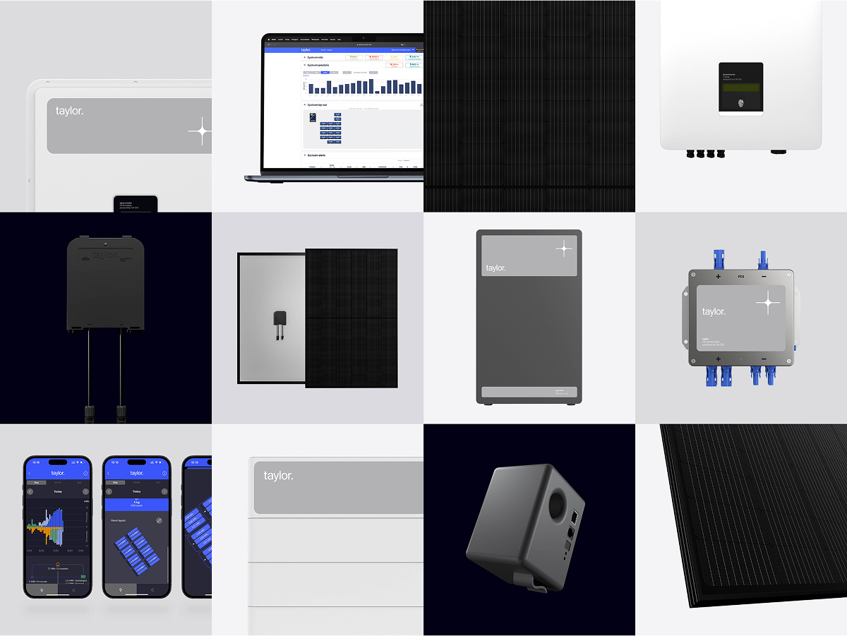 Overview of Taylor components: inverters, Nano Optimizers, gateways, solar panels and the Open energy manager app