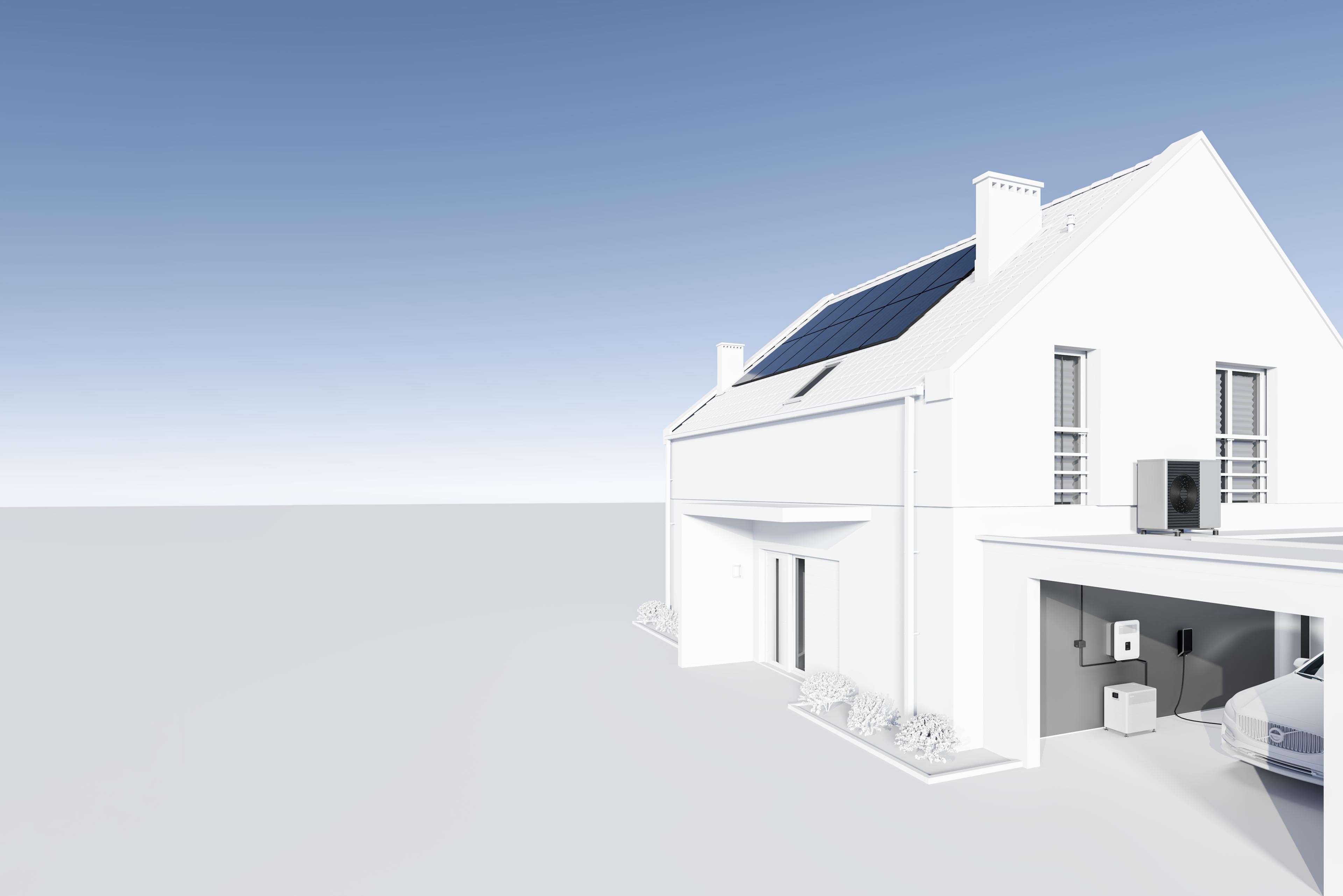 House with Taylor products including heat pump and EV charger