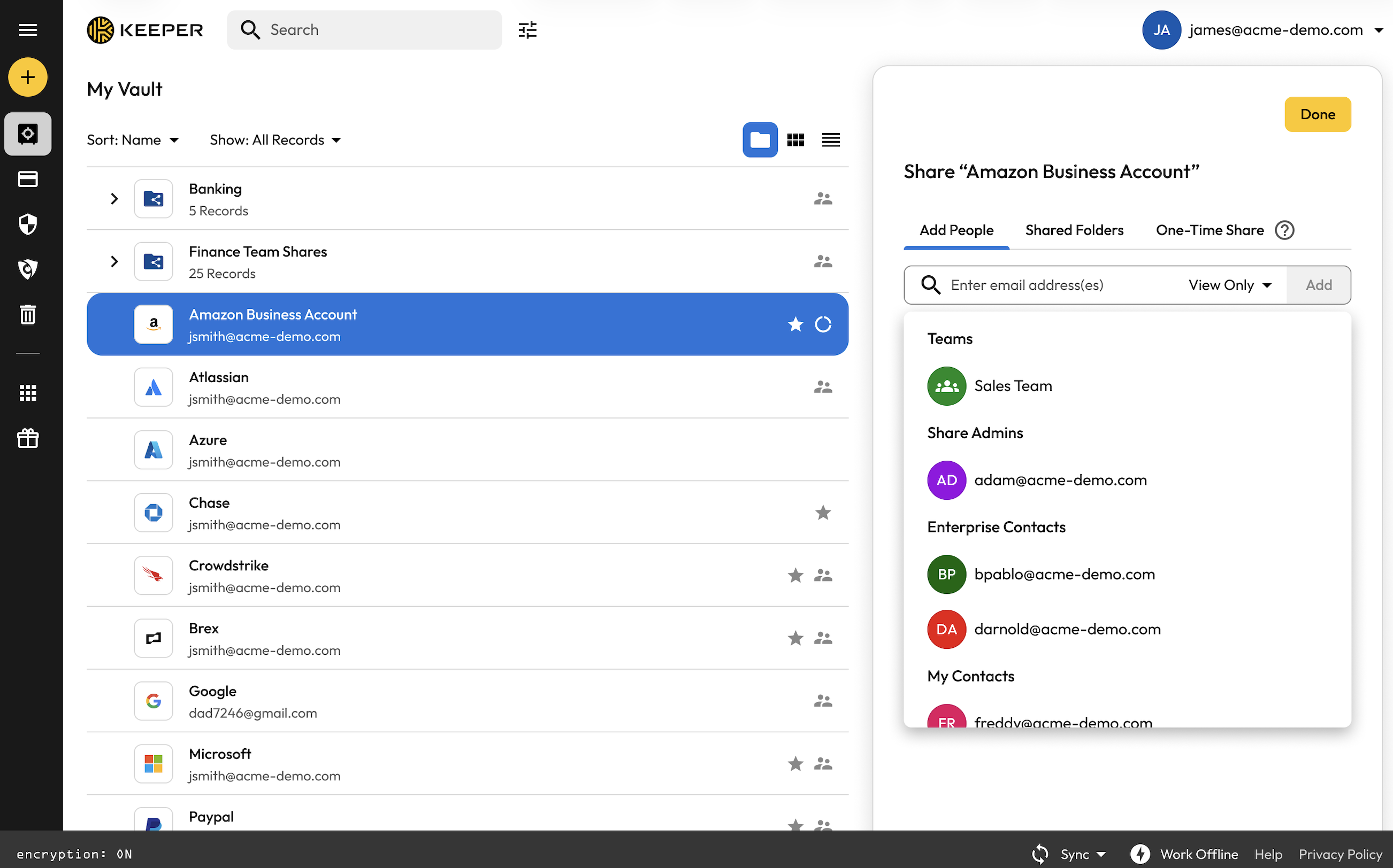 keeper partager sélectivement des identifiants sans exposer les mots de passe réels