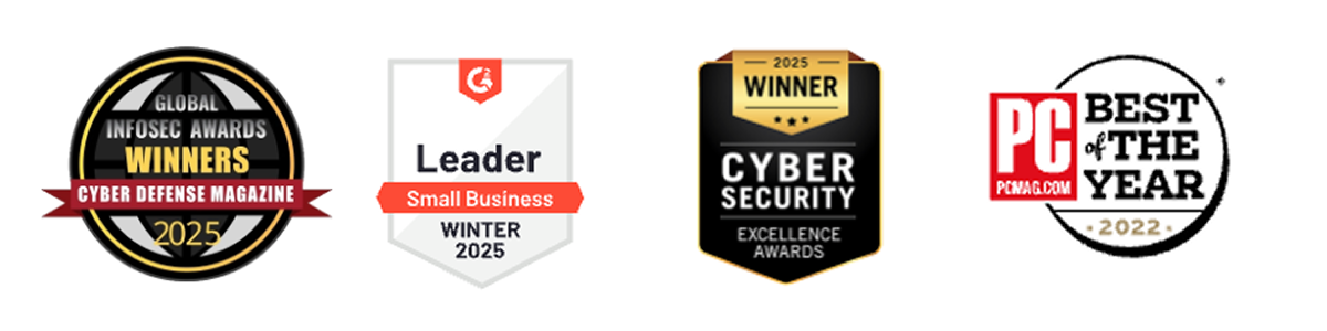 Récompenses Keeper Security 2025 Global InfoSec Awards G2 Leader Small Business Cyber Security Excellence PCMag Best of the Year