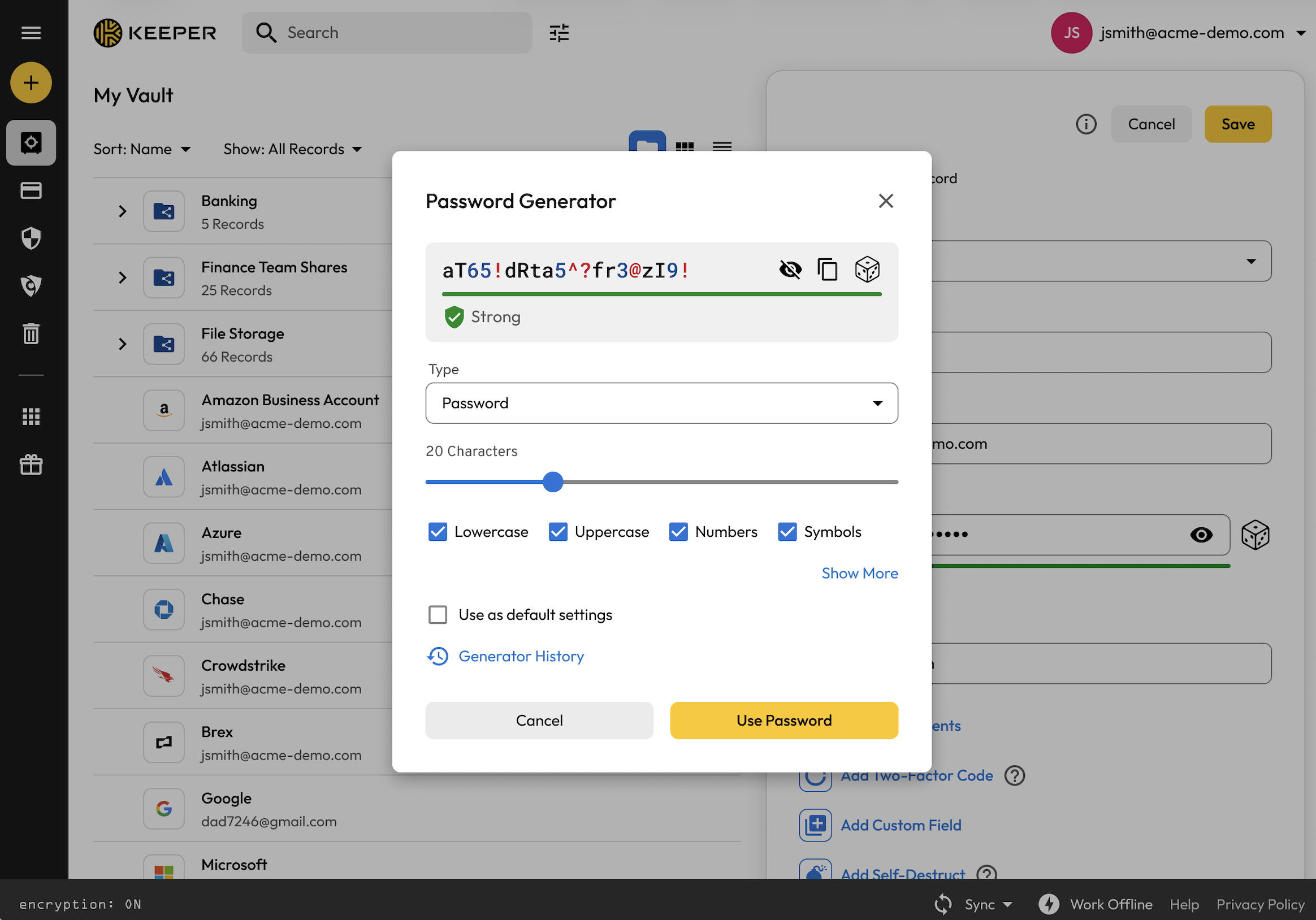 Générateur automatique de mots de passe sécurisés Keeper Security
