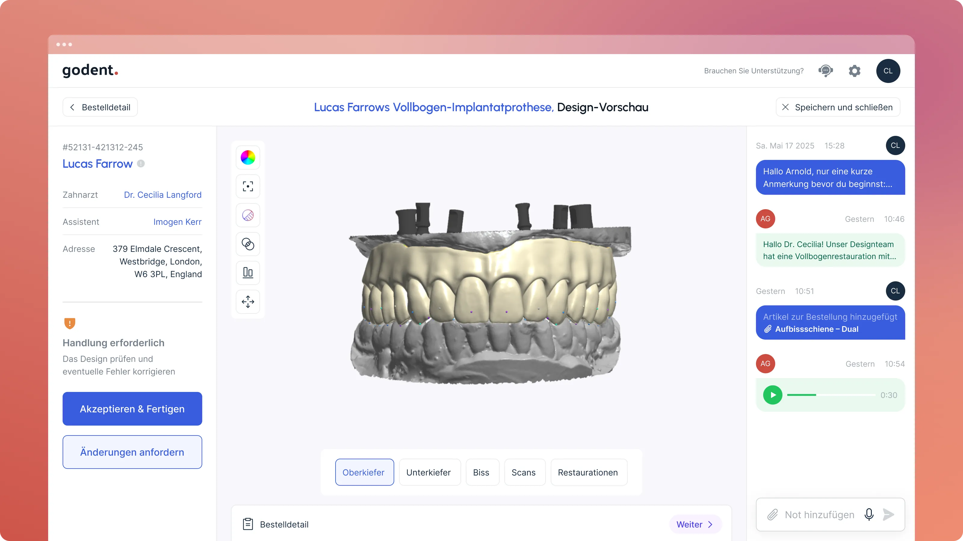 Godent's digital portal design preview dashboard