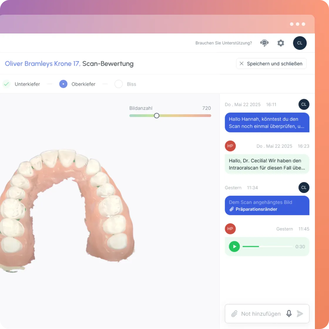 Live scan collaboration with chat feature on Godent portal