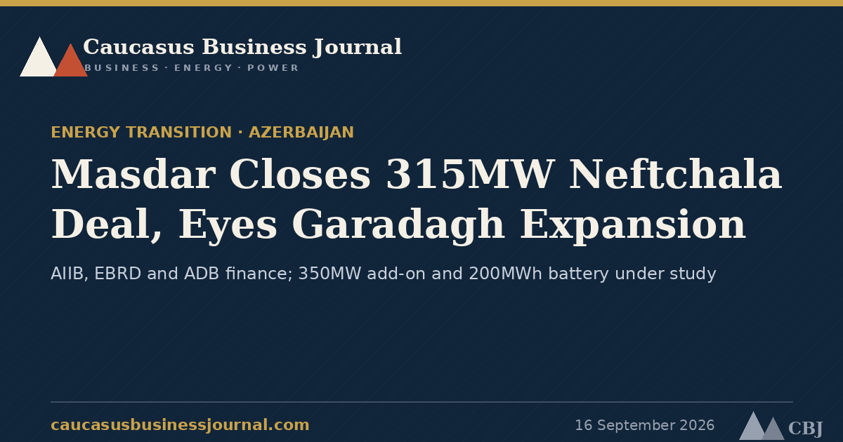 Masdar Closes 315MW Neftchala Deal, Eyes Garadagh Expansion