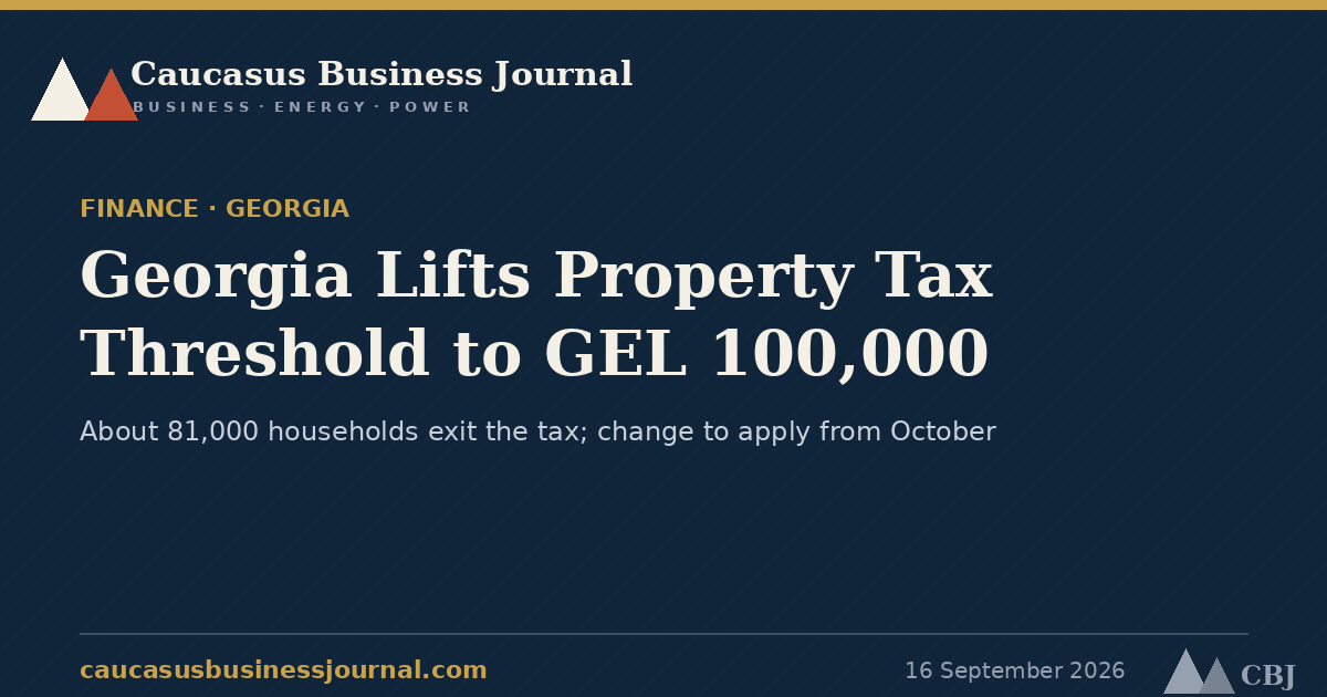 Georgia Lifts Property Tax Threshold to GEL 100,000