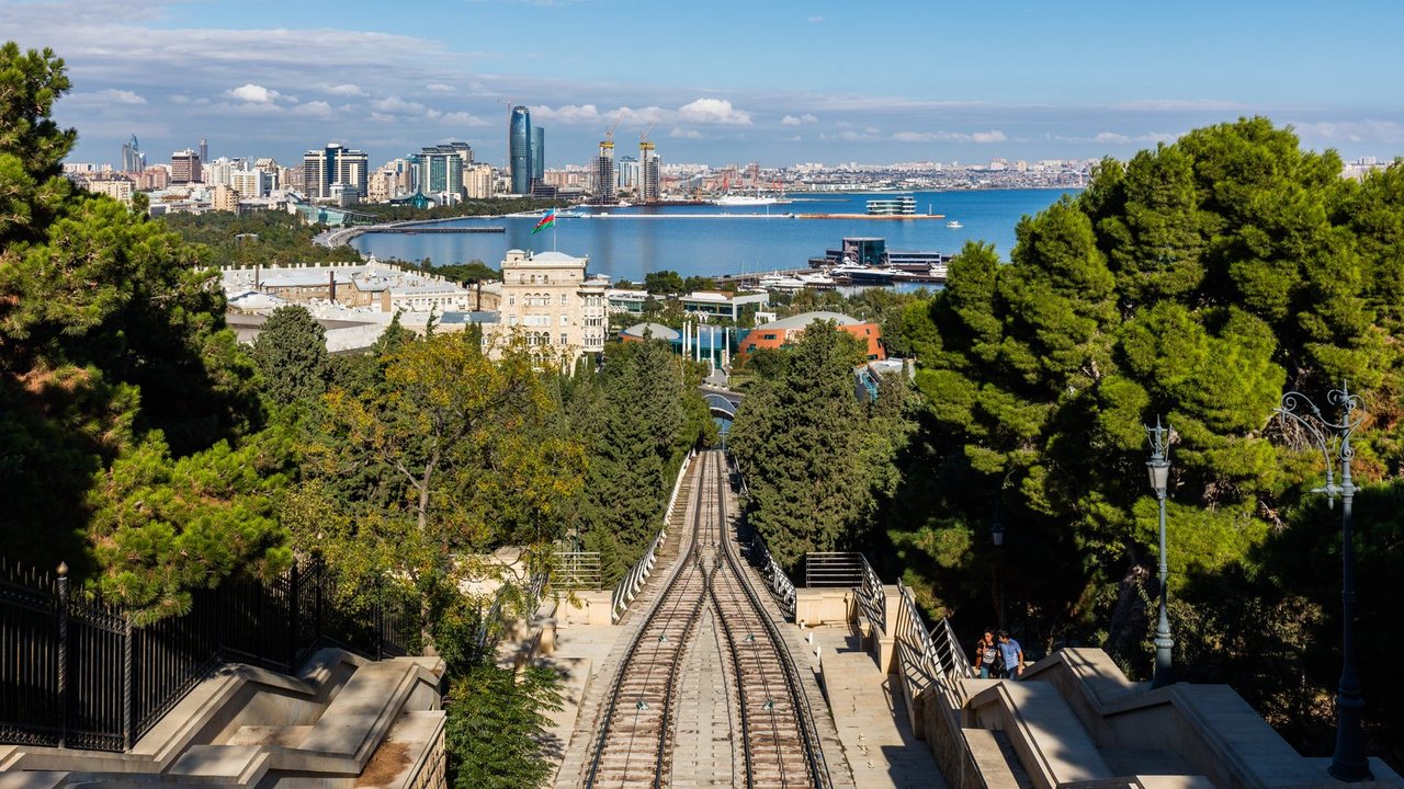 A view over Baku Bay from the hill above the funicular