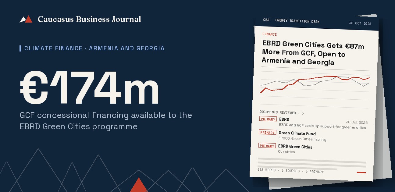 EBRD Green Cities Gets €87m More From GCF, Open to Armenia and Georgia