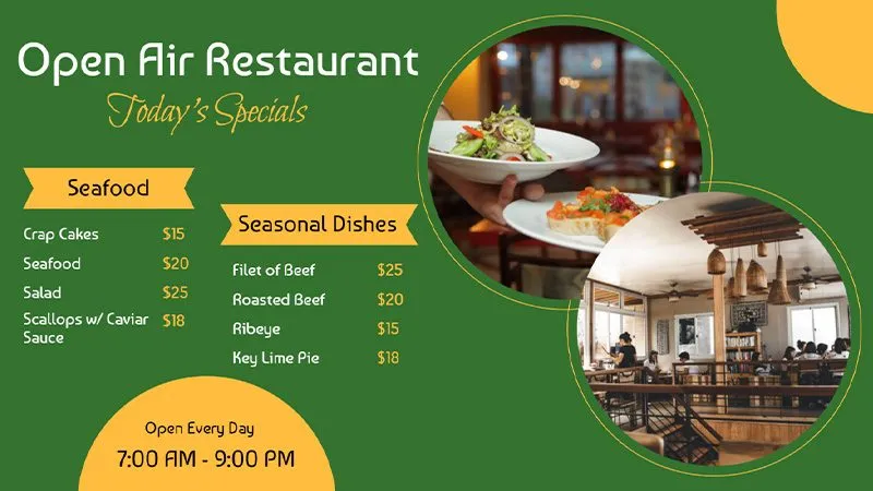 Digital Signage Hotel Restaurant Template 1 Landscape