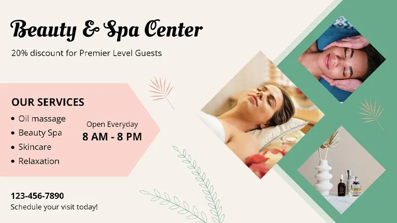 Digital Signage Hotel Spa Template 1 Landscape