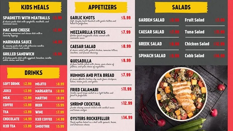 Mvix Restaurant Signage Menu 1