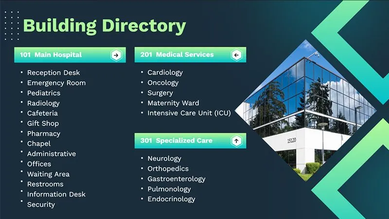 Digital Signage Hospital Building Directory Template Landscape 3