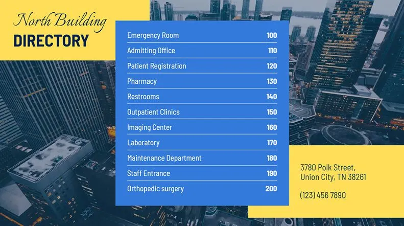 Digital Signage Hospital Directory Landscape Template