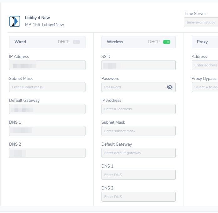 Device Network Settings