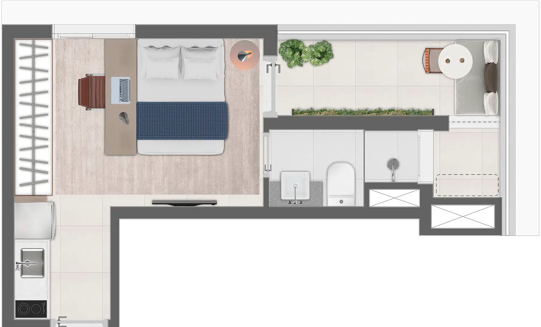 perspectiva ilustrada da STUDIO RESIDENCIAL 26,31m²