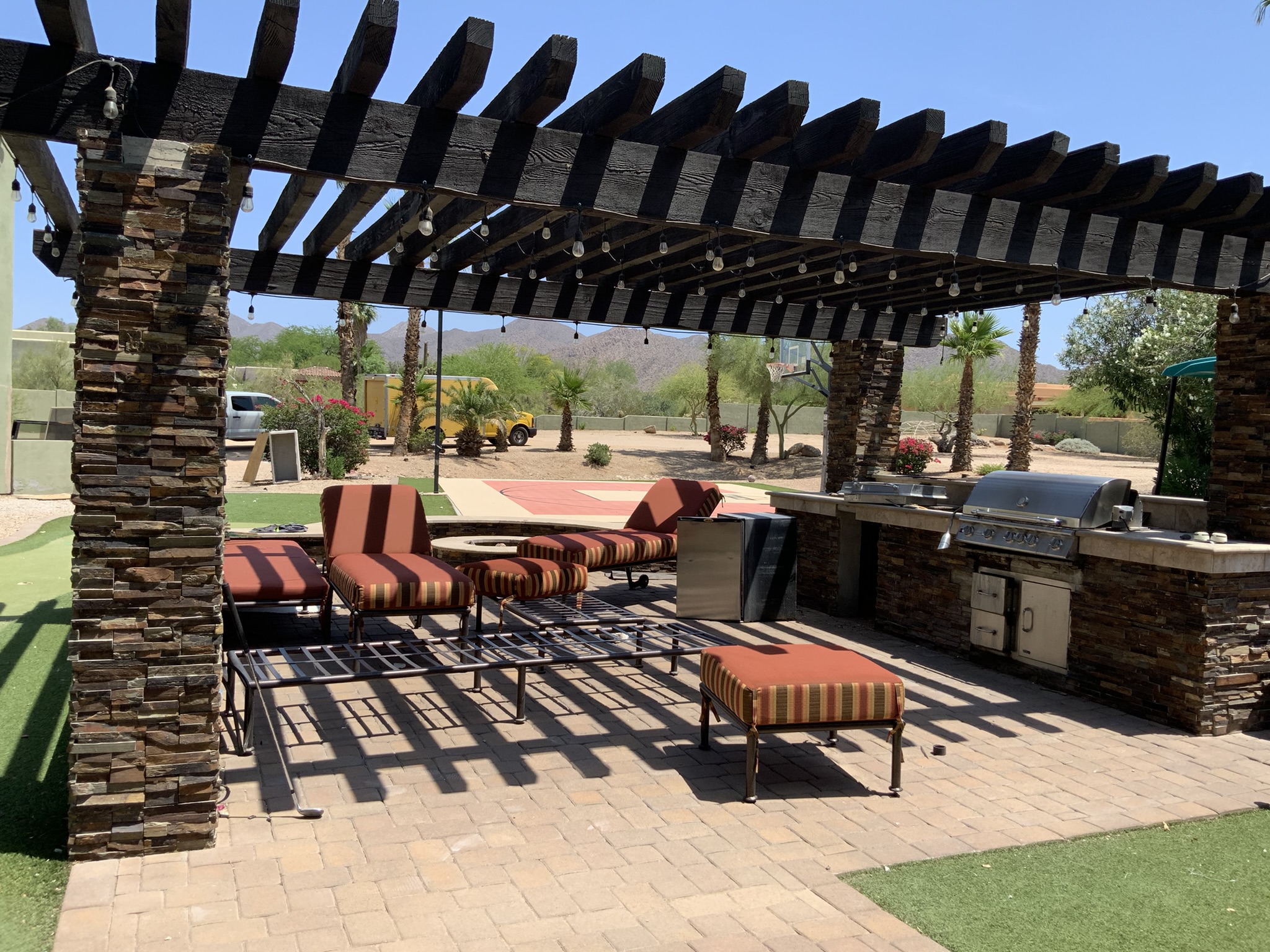 Turquoise Outdoor BBQ Area - Before