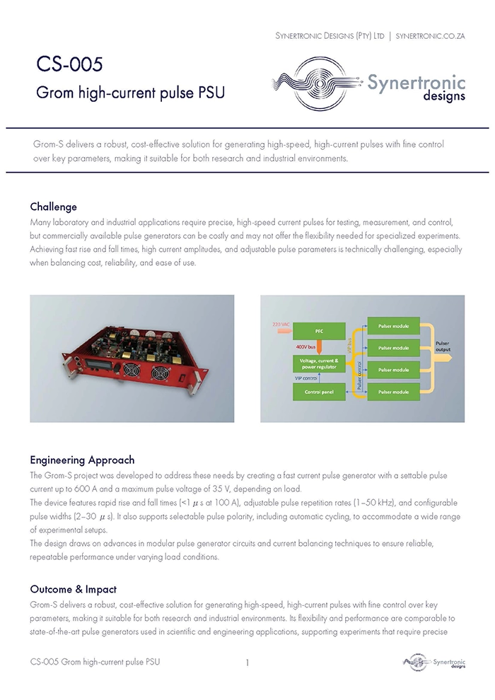 Grom high-current pulse PSU