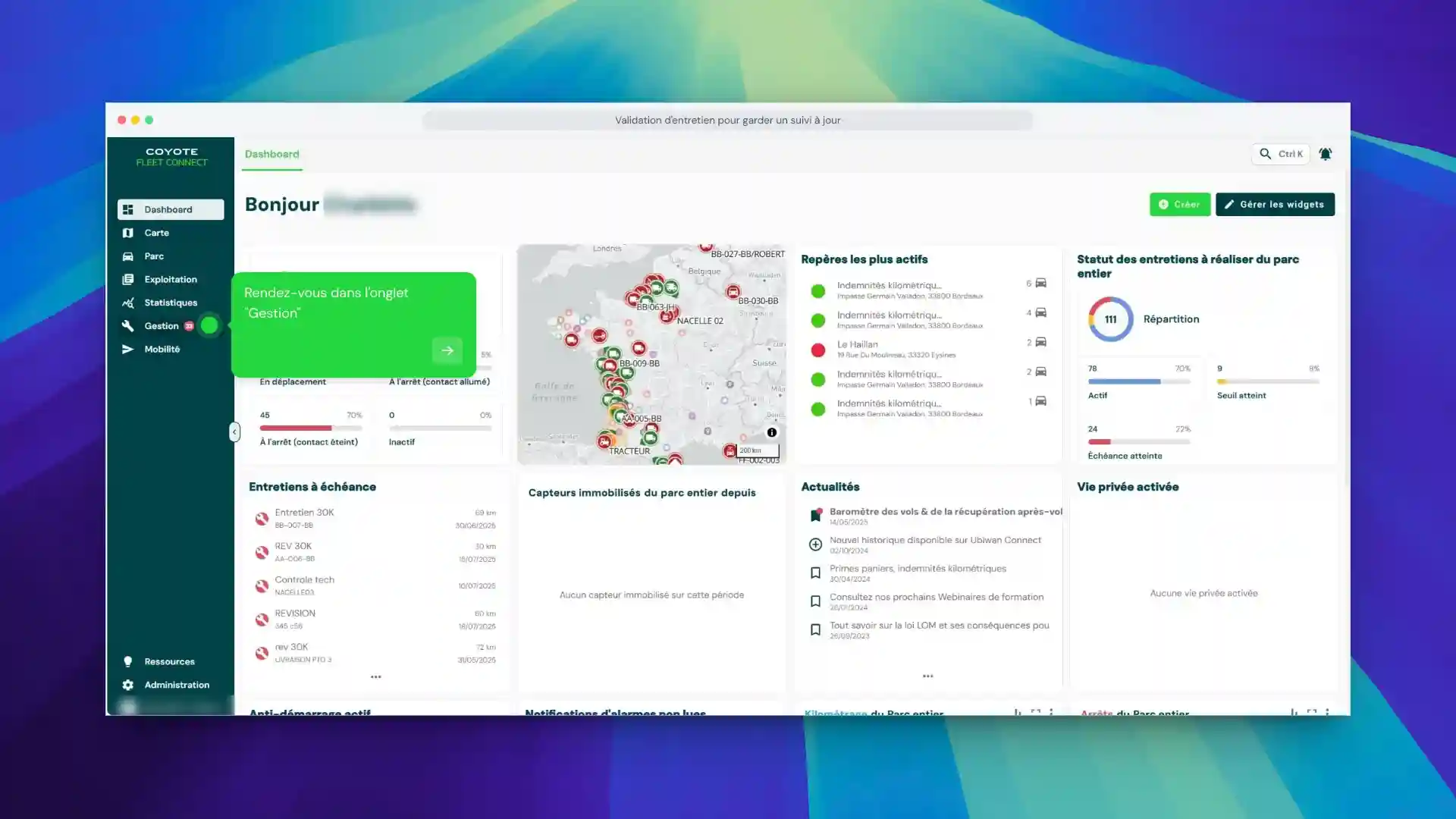 Validation d'entretien pour garder un suivi à jour