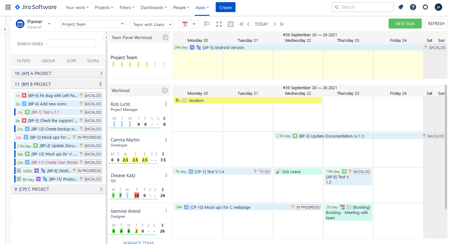 ActivityTimeline for Jira Planning Dashboard