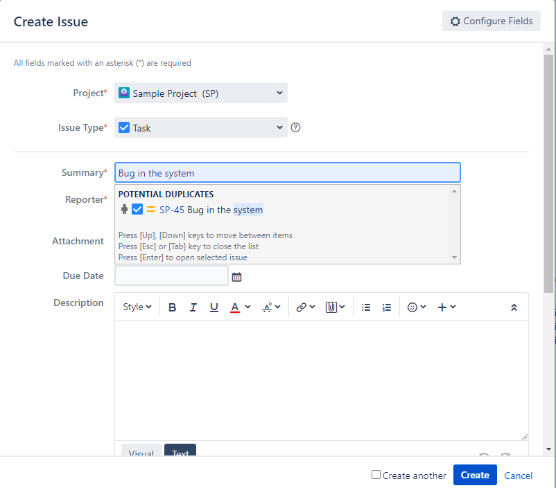 Search the duplicate in Jira