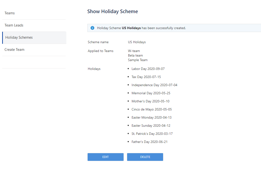 Edit Holiday Schemes in ActivityTimeline 