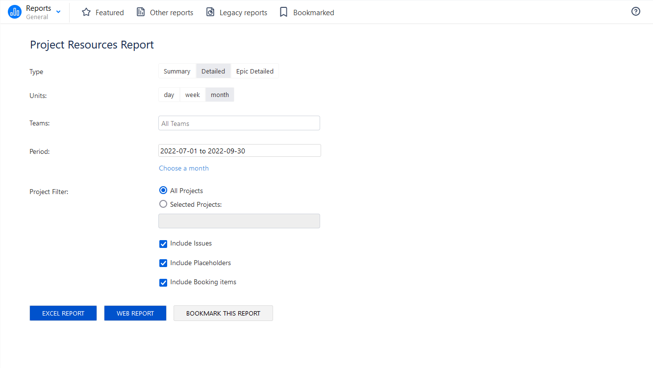 Project Resources Report